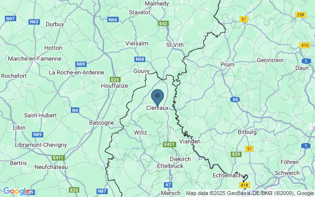 Kaart met locatie Klooster van Clervaux